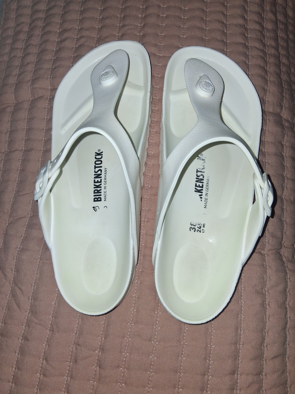 Birkenstock White Eva Gizeh Sandals - Women Size 38 Pre-owned